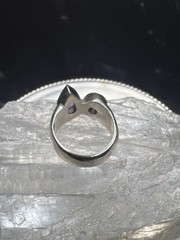 Vintage 925 Sterling Silver Teardrop & Round Faceted Amethyst Ring Size 6.25