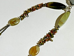 Lot (3) Green & Various Colors Stone Bead Necklaces