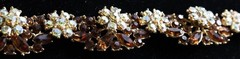 Trifari Rhinestone Amber AB Gold Tone Mid Century Necklace/Clip Earring Set *WOW