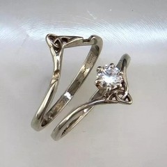 Art Deco Vintage Style Lab Created Diamond 925 Silver Wedding Bridal Ring Set