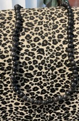 Rare One Of A Kind Vintage Handmade Matte Black Clay Beads Necklace 29 In. Long
