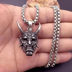Halloween Vintage Necklace Ghost Face Pendant Zinc Alloy Men Women 45+5cm