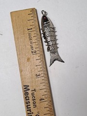Vintage Silver Tone Articulated Fish Pendant 2.25″