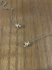Vintage Tiger Eye Stone in Bronze Floral Motif Pendant 20” Chain Necklace Estate