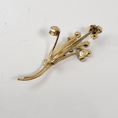 Vintage AB Rhinestone Floral Spray Brooch Pin Gold Tone West Germany Jewelry
