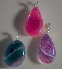 Tear-Drop Shape Stone Pendants Colorful Artesian Art-to-Wear 3pcs Natural BOHO