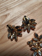 Vintage Delizza Elster Juliana Jewelry Set Brooch Clip On Earrings Orange