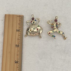 Brooch Tasha and Sasha Russian Dancers Multicolor Rhinestone Gold Tone