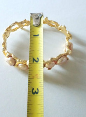 Vintage LES BERNARD INC Rare Clamper Bracelet Faux Baroque Pearl Gold Tone