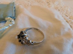 Ross Simons Sterling Silver Black Spinel Diamond Accented Ring 925 Size 10