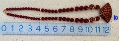 Vintage Japanese Tensha Necklace Hand-painted Beads Burgundy Gold Signed Japan