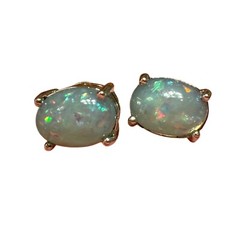 Vintage Man-made Opal Studs with Blue Gift Box