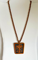Solid Copper Thunderbird Pendant with Southwestern Geometric Design Vintage