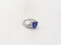 Designer $9000 4ct Trillion D BLOCK Tanzanite VS H Diamond Platinum Ring 10g
