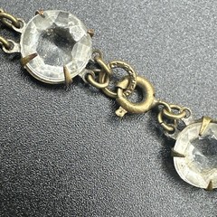 Rivière Clear Czech Glass Necklace Brass Choker Art Deco 14.5” Faceted Open Back