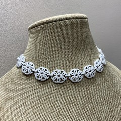 Vintage Trifari White Enamel Choker Necklace Swirl Link Mid Century