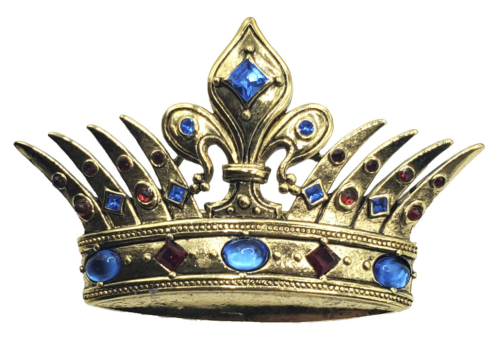 Vintage WONDERS 2004 ”Masters of Florence Medici” Rhinestone Crown Brooch Pin