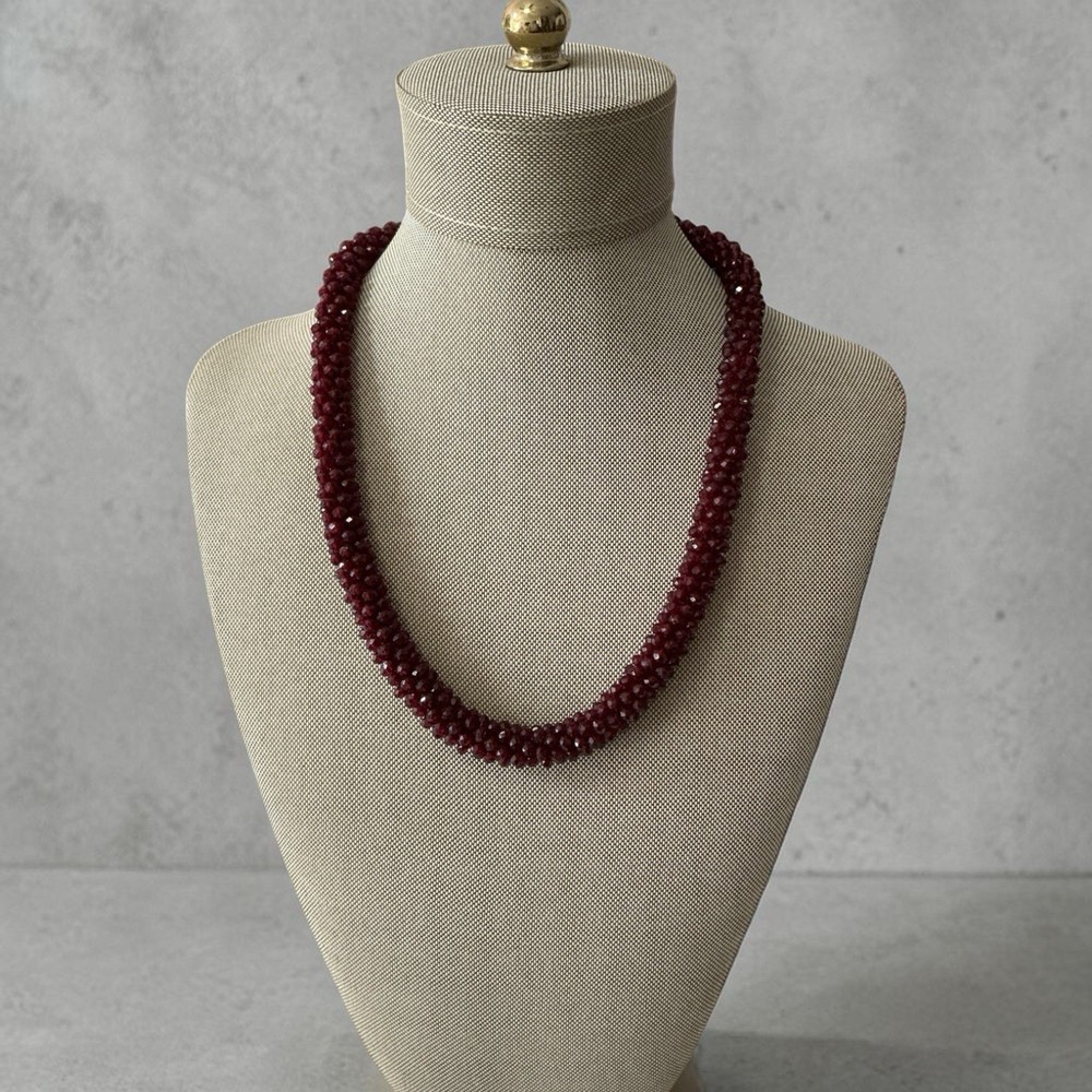 Unique Vtg ALDO Almandine Garnet Red Cluster Bead Choker Necklace