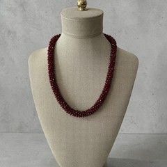 Unique Vtg ALDO Almandine Garnet Red Cluster Bead Choker Necklace