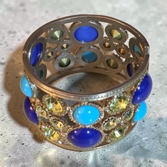 VINTAGE KENNETH JAY LANE KJL KENNETH LANE CABOCHON LATTICE CUFF BRACELET 60s-70s