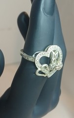 925 Sterling Silver Vintage Two Tone MOM Floral Love Heart Ring Sz 6.5