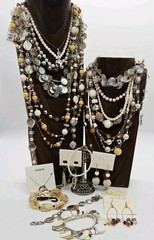 Jewelry Lot Vintage to NOW Necklace Bracelet Earrings Pearlized Shell 21 pc LOT