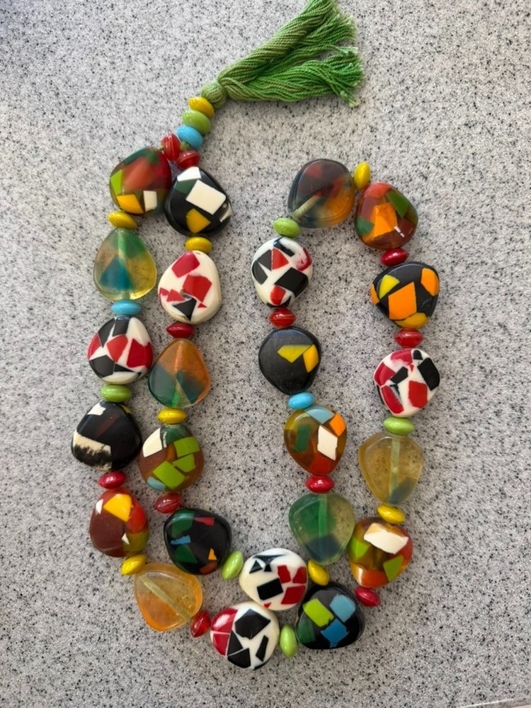 Confetti Necklace Vintage Resin Acrylic