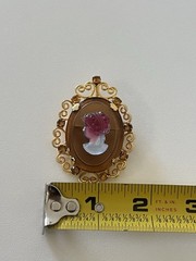 Vintage Juliana Cameo for Celebrity NY Gold Tone Brooch Pin Pendant