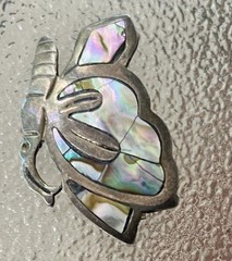 Abalone Butterfly Vintage 0.925 Sterling Silver Brooch Pin Brooch 1.5 In