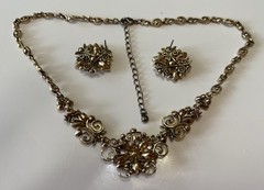 Vintage Estate Necklace & Earring Set Costume Jewelry 15” & 3” Extender – VTG