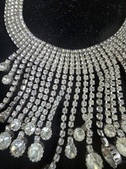 Stunning Vintage Rhinestone Drop Choker 12″ – 16″ Wedding, Vegas, Runway