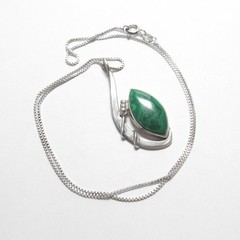 TOM BURNS Sterling Silver 4.00 Ct Natural Shamrock Green Malachite Pendant