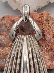 Modernist MCM VINTAGE Large BRUSHED Silver Teardrop PENDANT