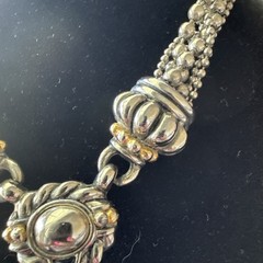 NLH Nat Landau Hyman Signed Multi Strand Silver Gold Tone Statement Necklace