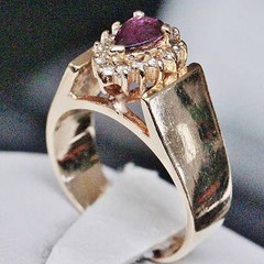 14k yellow gold 0.66ct natural diamond size 5.5 ring ruby vintage heated 4.8gr
