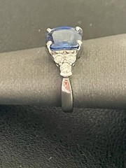 Gorgeous 14KT White Gold 2.50CT Sapphire And 0.48CTW Diamond Ring. Size 6 (FL426