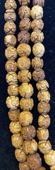 Antique Asian Hand Carved Lotus Bead Necklace Triple Tiered Dyed Bovine Bone