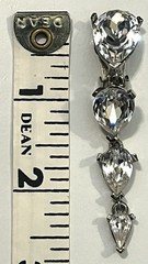 VTG Todd Anthony Statement Earrings Clip-On Dangling Teardrop Clear Rhinestones