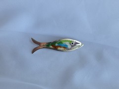 JOSE FEDERICO TAXCO Mexican Sterling Silver Rainbow Guilloche Enamel Fish Pin
