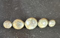 Vintage Clear Rhinestone Cabochon Bar Brooch Bezel Set C Clasp Jewelry 2.25 in