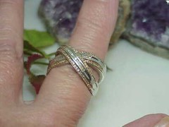 Vtg Sterling 18k Gold clad 1.00ct Diamond Criss Cross Ring Baguettes Sz8-7.9Gr