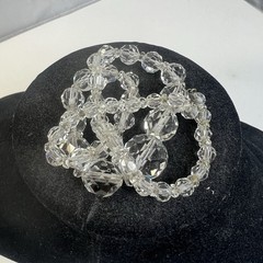 Vintage Art Deco Era Faceted Rock Crystal Strung on Silver Tone Chain Necklace