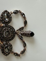 Vintage Black Rhinestone Brooch Pin or Pendant Attice Design