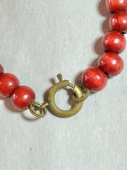 Vintage Wooden Bead Long Necklace Made in West Germany Red & beige 29 in