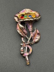 Art Deco 30-40s Era Rainbow Pot Metal Brooch Calla Lily Flower S in Star Mark