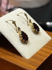 Vintage Red Tourmaline 14kt Earrings With French Wires And Hook 2.0 Grams Total