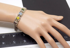 925 Sterling Silver Gemstone Amethyst Peridot Topaz Citrine Marcasite Bracelet