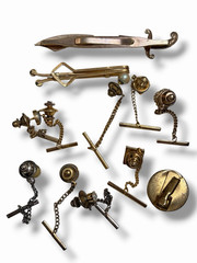 Vintage Men’s 25 Pc Mixed Gold LOT Tie Clips, Bars, Cuff Links, Wraps Costume