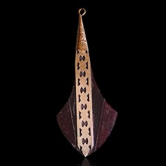 Vtg Tribal African Carved Wood Metal Embellished Pendant 3.5in Some Damage