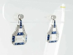 Art Deco 2CT Emerald Cut Lab Created Diamond Vintage Drop Earring 14K Gold Over
